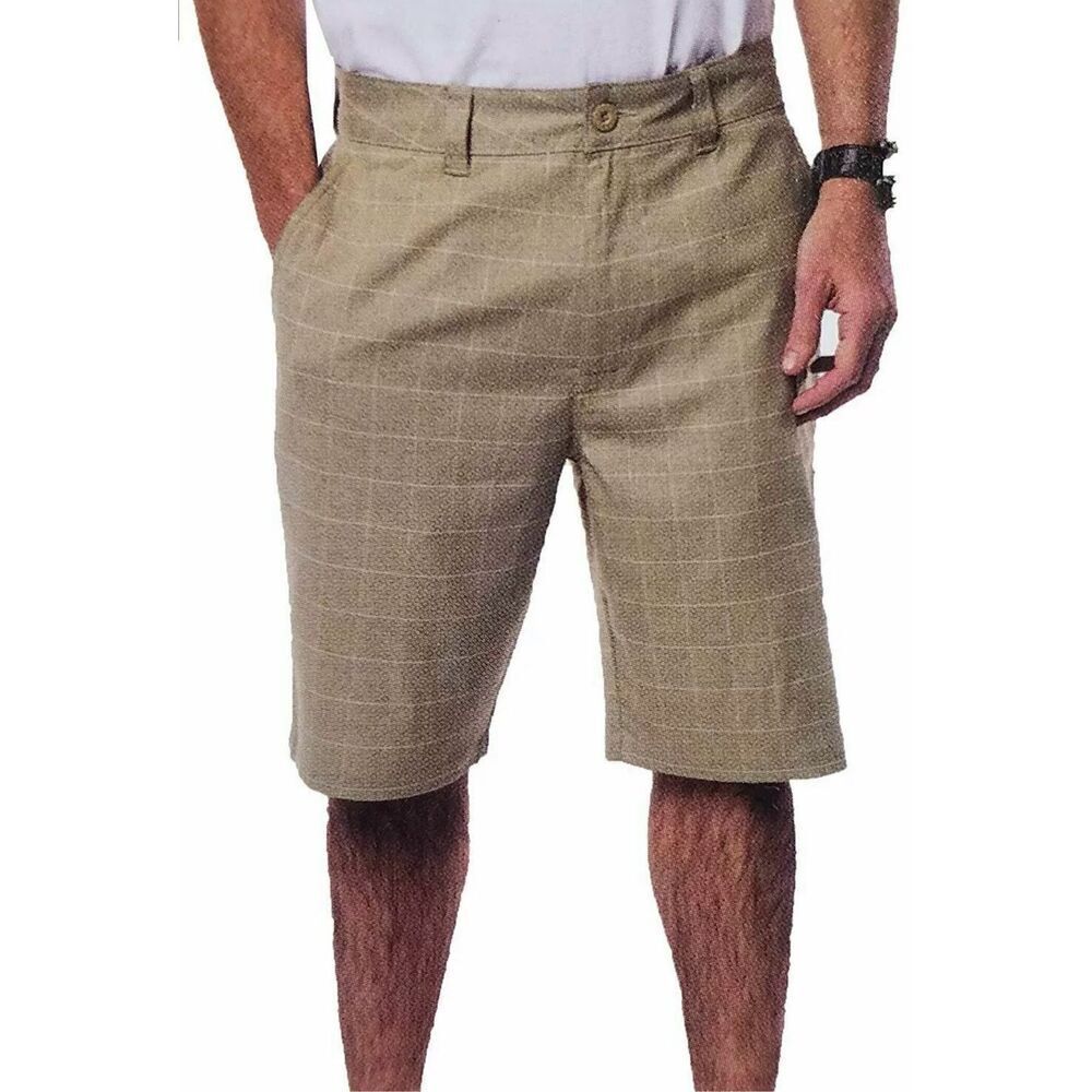Mens O Neill O’Neill Quick Dry Plaid Khaki Hybrid Walk Shorts - Sz 34